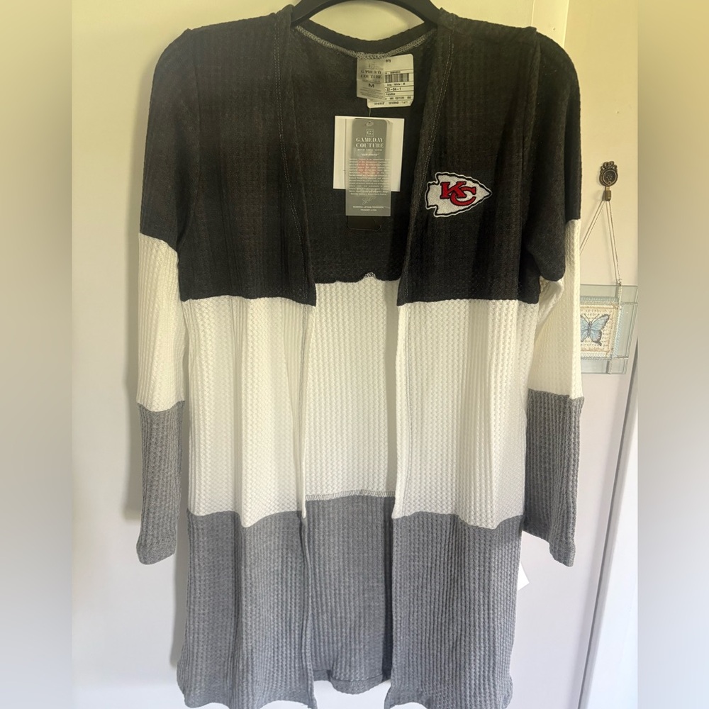 NFL GameDay Couture Kansas City Chiefs Colorblock waffle knit cardigan